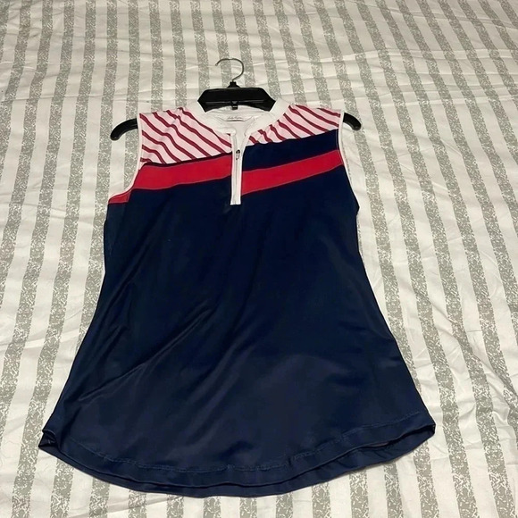Lady Hagen Golf Tank Navy Red and White 1/4 Zip - Picture 1 of 4